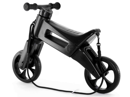 FWRider Super Sport Kolor: All Black / Cały Czarny Rowerek biegowy Jeździk 2w1 Ciche koła + Pasek do noszenia dla Rodzica