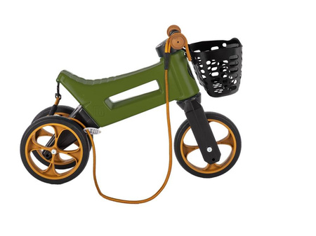 FWRider Super Sport 517481 Kolor: Khaki z brązowymi felgami Rowerek biegowy Jeździk 2w1 Ciche koła + Pasek do noszenia dla Rodzica