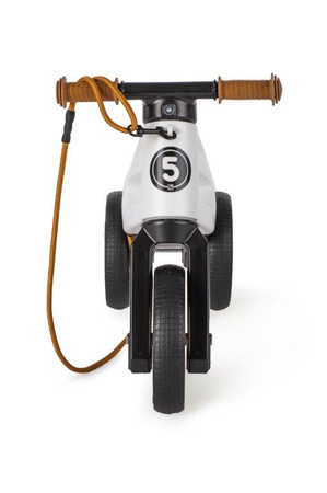 FWRider Super Sport 515784 Kolor: Pearl / Biały z brązowymi felgami Rowerek biegowy Jeździk 2w1 Ciche koła + Pasek do noszenia dla Rodzica