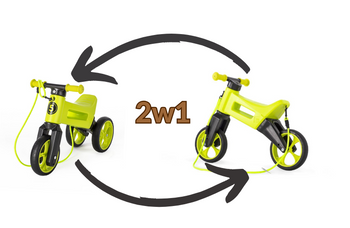 FWRider Super Sport 515760 Kolor: Lime / Limonkowy z zielonymi felgami Rowerek biegowy Jeździk 2w1 Ciche koła + Pasek do noszenia dla Rodzica