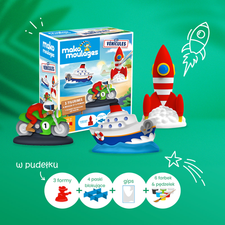 Promocja -6% Zestaw 28 sztuk potrójnych i DECO Mako Moulages ( 7 x 4 sztuki ) Gipsowe Figurki dla Dzieci