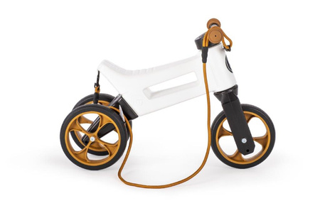 FWRider Super Sport 515784 Kolor: Pearl / Biały z brązowymi felgami Rowerek biegowy Jeździk 2w1 Ciche koła + Pasek do noszenia dla Rodzica