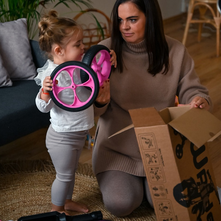 FWRider Super Sport 516538 Kolor: Violet / fioletowy z fioletowymi felgami Rowerek biegowy Jeździk 2w1 Ciche koła + Pasek do noszenia dla Rodzica