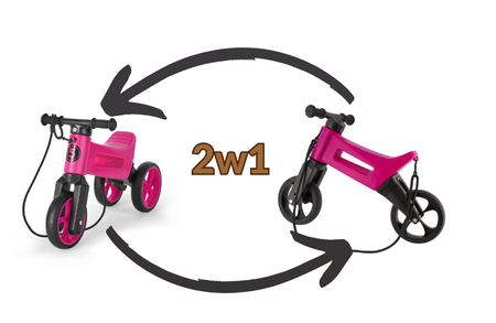 FWRider Super Sport 516491 Kolor: Pink / Różowy z różowymi felgami Rowerek biegowy Jeździk 2w1 Ciche koła + Pasek do noszenia dla Rodzica