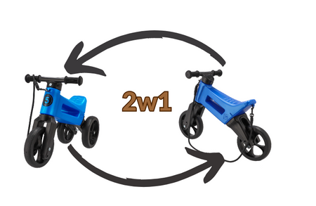 FWRider Super Sport 516521 Kolor: Blue Metallic / Niebieski metaliczny z czarnymi felgami Rowerek biegowy Jeździk 2w1 Ciche koła + Pasek do noszenia dla Rodzica