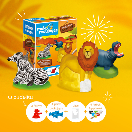 Mako Figurki Zwierzęta Sawanny 39059 Gipsowe Figurki dla Dzieci
