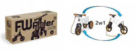 FWRider Super Sport 517481 Kolor: Khaki z brązowymi felgami Rowerek biegowy Jeździk 2w1 Ciche koła + Pasek do noszenia dla Rodzica